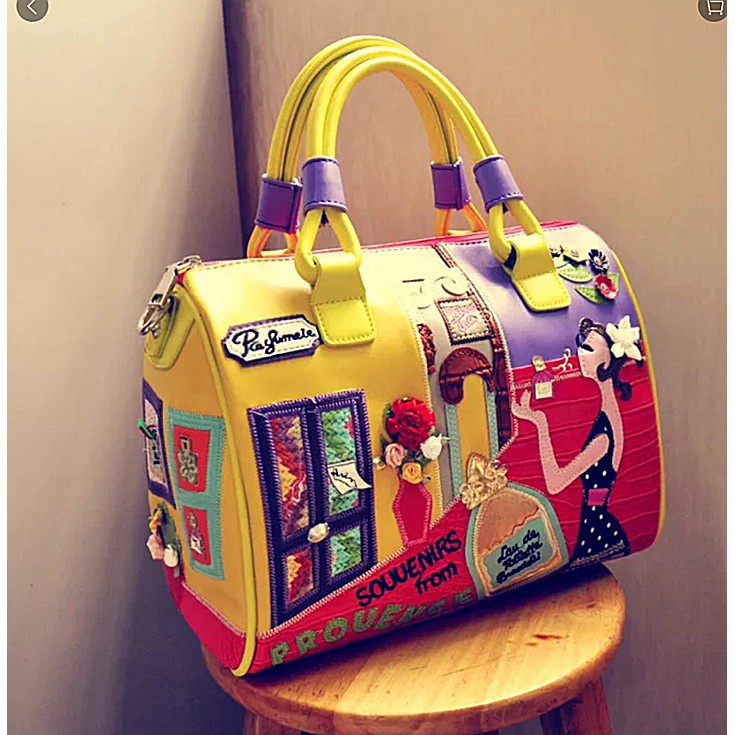 ORDER♥️Túi xách thêu 3D hoạ tiết Boston2 Size 3 màu