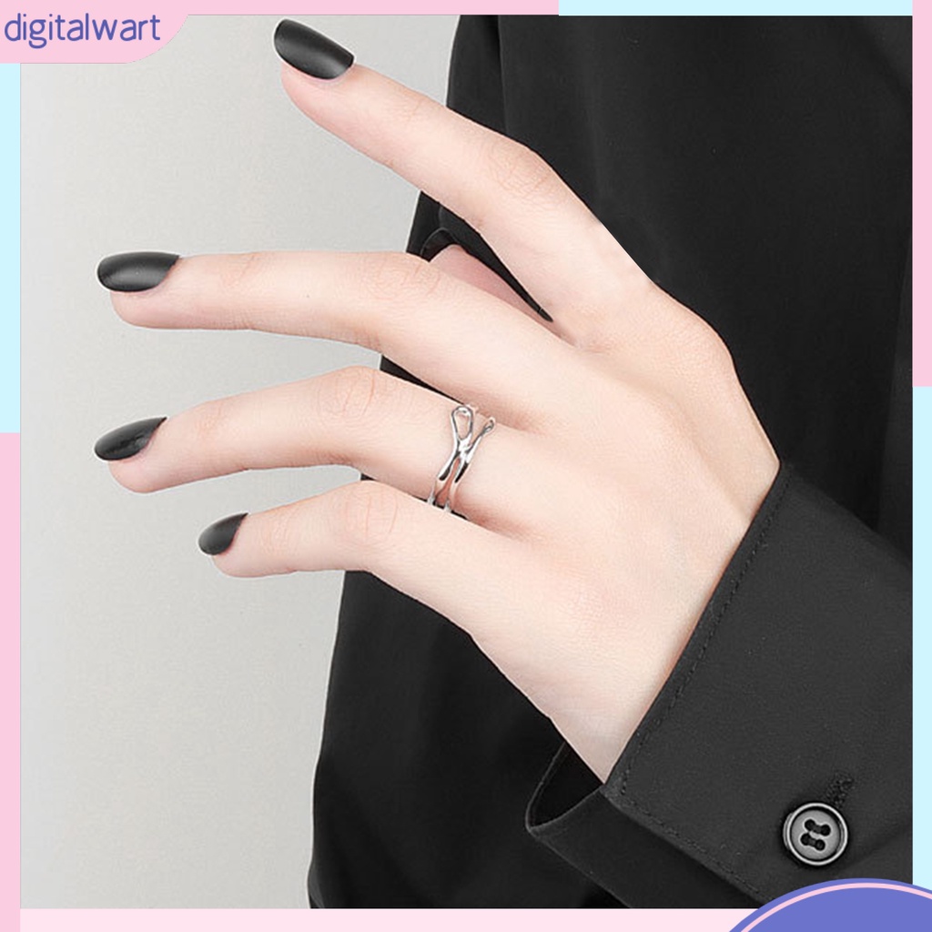 Nhẫn Hở Hai Đường Kẻ Hình Học Sáng Bóng Có Thể Điều Chỉnh Thời Trang Dự Tiệc Cho Nữ