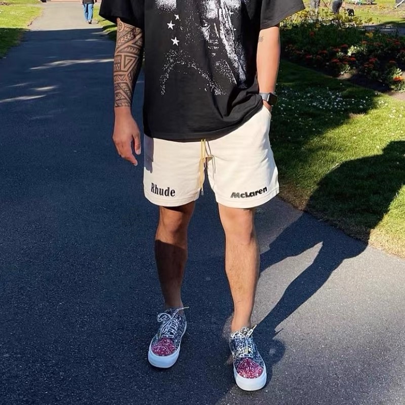Quần Short Thể Thao RHUDE x Mclaren co-branded HJFREBCRI Dáng Rộng Họa Tiết Thêu Cao Cấp Thời Trang Dành Cho Mùa Hè