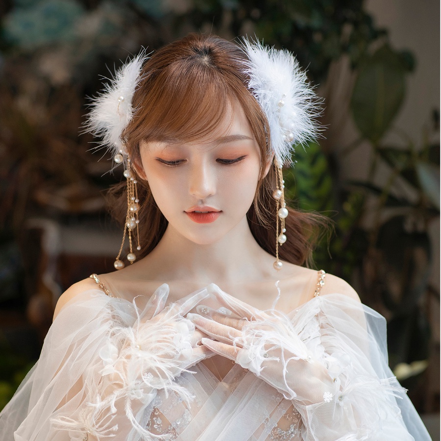 Set 2 Kẹp Tóc Hình Lông Vũ Thời Trang Hàn Quốc