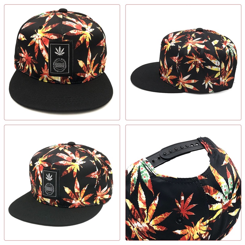 Nón Snapback Hoạ Tiết Lá Cây Phong Cách Hip Hop