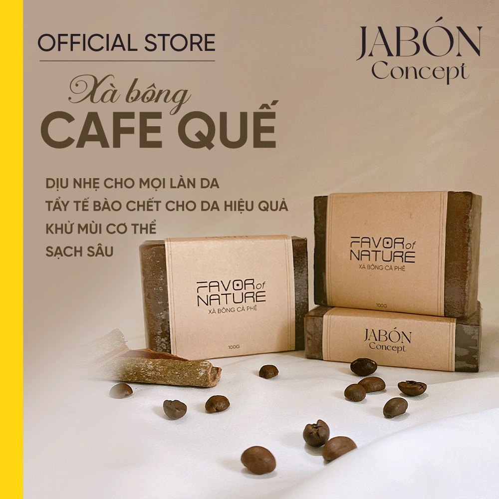 Xà Bông Cà Phê Thiên Nhiên Dược Liệu Khử Mùi Tẩy Tế Bào Chết Sạch Sâu - Jabón Concept