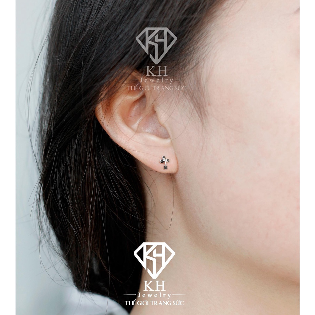 Khuyên Tai Thánh Giá Đá Đen KHJER059