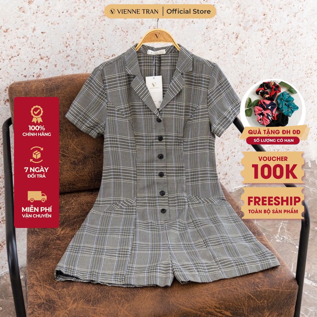 Jumpsuit nữ dáng ngắn - Bộ sơ mi liền quần siêu tôn dáng VIENNE TRAN V66C22H006 V66C22H008