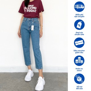 Quần Mom Jeans Nữ Form Dáng Baggy Ôm Vừa Màu Xanh Rede-Jeans VNXK (M-02)