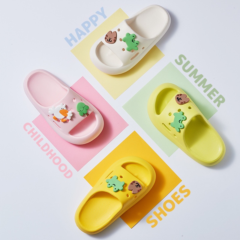 Dép Nhựa EVA Đế Mềm Chống Trượt Họa Tiết Hoạt Hình Dễ Thương Cho Bé