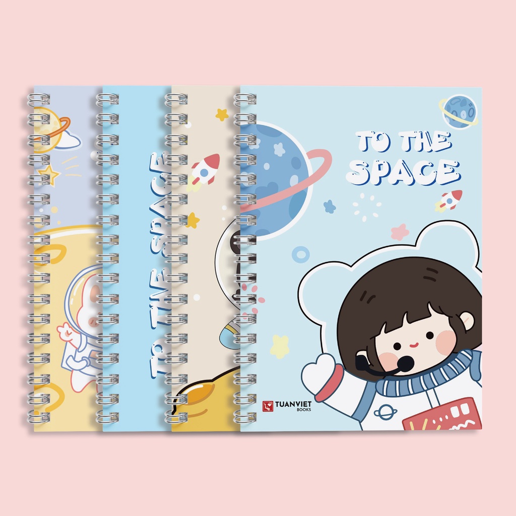 Sổ tay kẻ ngang lò xo B5 TUANVIET BOOKS 200 trang, chủ đề To The Space, phù hợp ghi chép, nhật ký