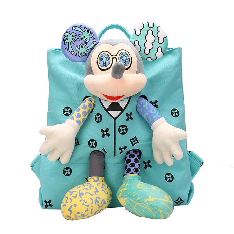 Balo Vải Canvas Cỡ Lớn In Hoạt Hình Búp Bê Phối Màu Tương Phản Dễ Thương Cho Mẹ Bỉm Sữa U020