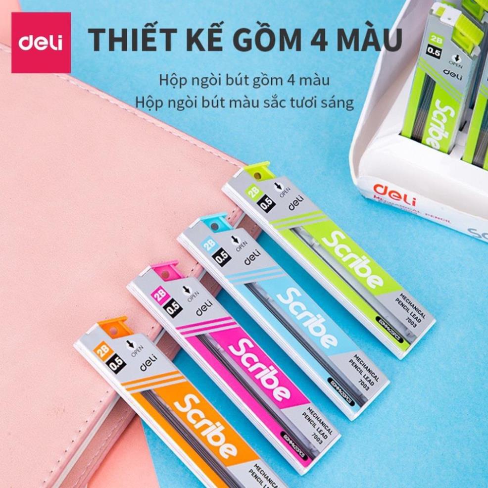 Ruột bút chì 0.5mm/0,7mm Deli, Xanh dương/Cam/Xanh lục/Hồng - 1 Ống - E7003/E7004 - HIKOMA STORE
