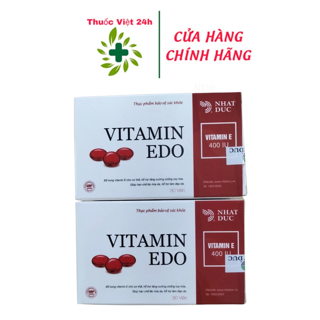 Viên Uống Vitamin EDO - Hỗ Trợ Bổ Sung Vitamin E Hạn Chế Lão Hóa Da - Hộp 30 Viên - ThuocViet24h