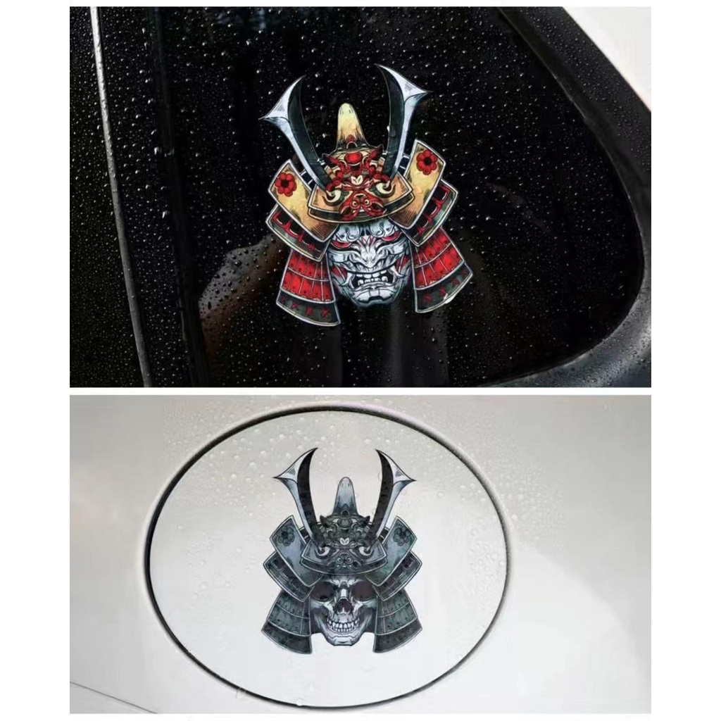 Miếng Dán Trang Trí Xe Hơi / Mũ Bảo Hiểm Hình Samurai Nhật Bản Màu Đen