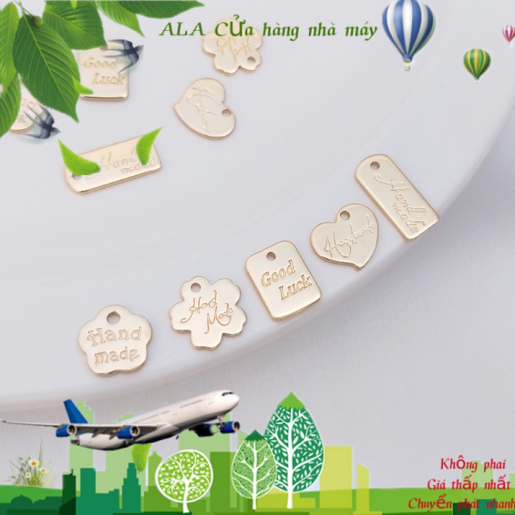 💖Trang sức DIY phụ kiện💖Màu Sắc Mặt Dây Chuyền Mạ Vàng 14K Khắc Chữ / Hoa Anh Đào / Trái Tim Nhỏ Xinh Xắn DIY