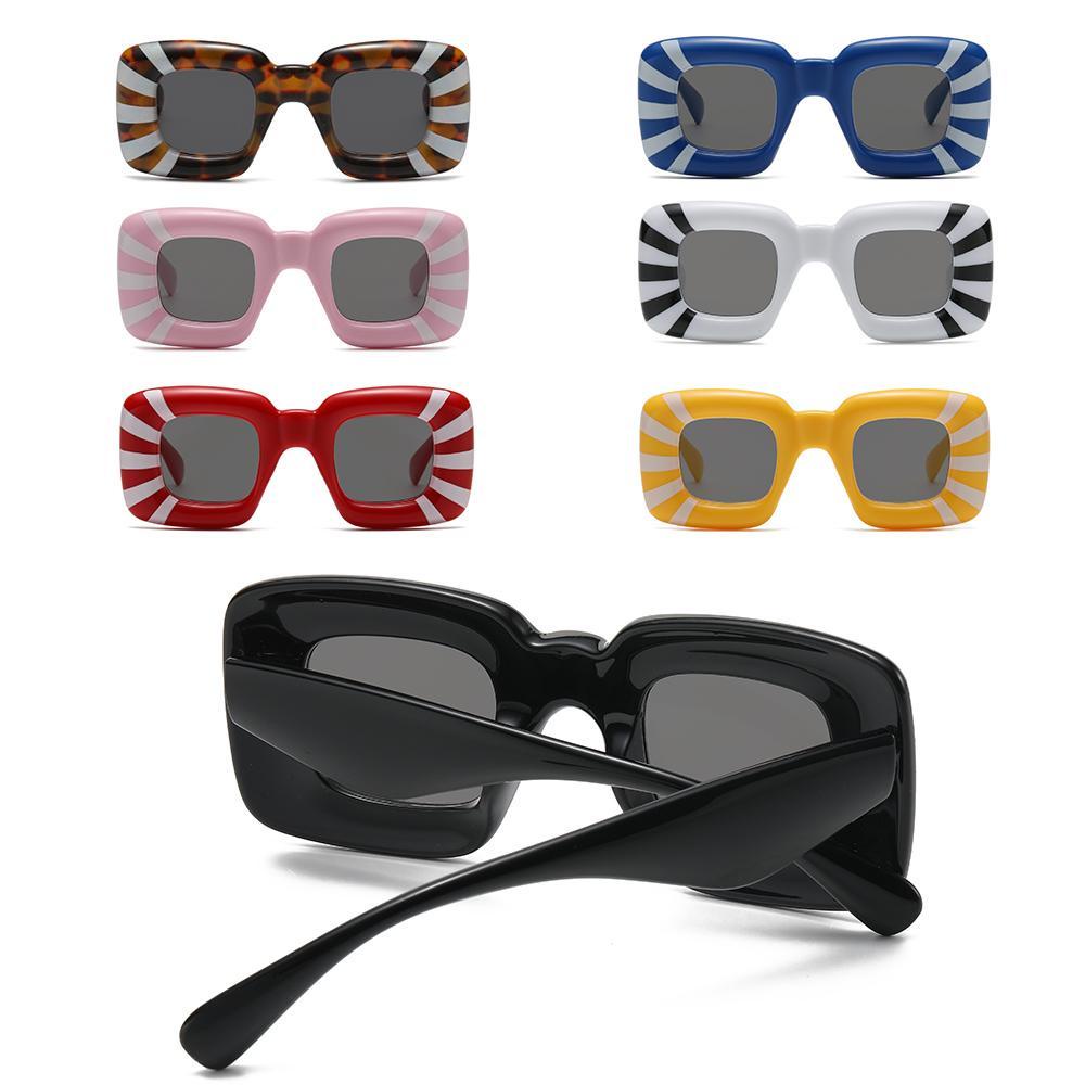 SUMU Kính Mát Gọng Vuông Họa Tiết Kẻ Sọc Thời Trang Cho Nữ