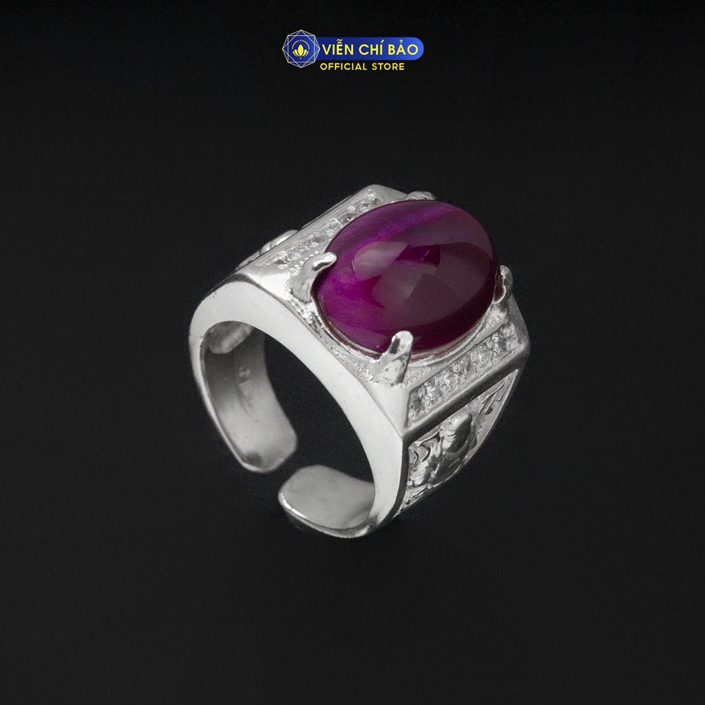 Nhẫn nam đá mắt hổ hồng phật di lặc chất liệu bạc 925 thời trang phụ kiện trang sức Viễn Chí Bảo N300716