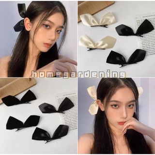 2 Kẹp Tóc Nơ Ruy Băng Đen Trắng