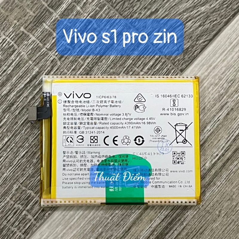 pin vivo S1 pro / Y9s mã B-K3 (zin)