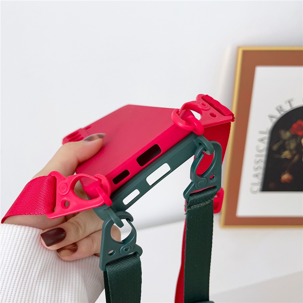 Ốp Điện Thoại Silicon Dẻo Màu Sắc Ngọt Ngào Kèm Dây Đeo Chéo Cho Samsung S23 S22 Ultra