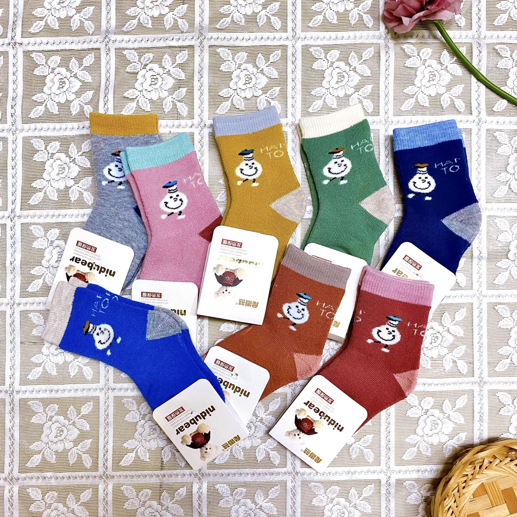Tất vớ trẻ em 1-3 tuổi cổ cao nhiều màu phối hình ngộ nghĩnh xinh xắn - TV6