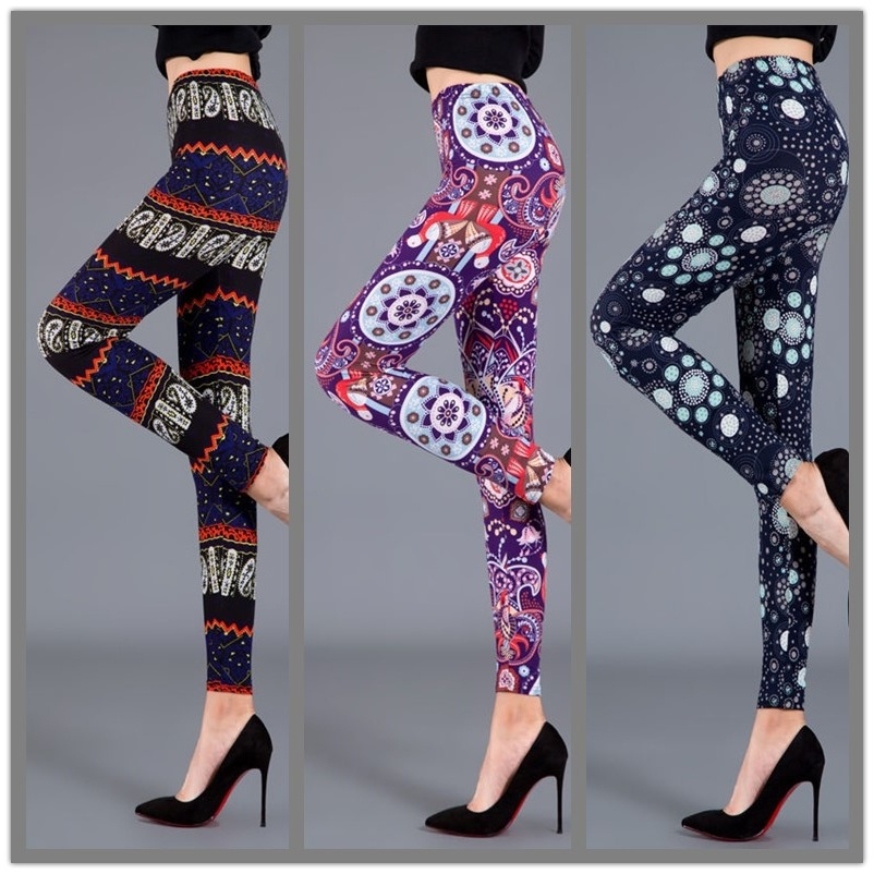 Quần Legging Lưng Cao Co Giãn Họa Tiết Sọc Caro Thời Trang Cho Nữ