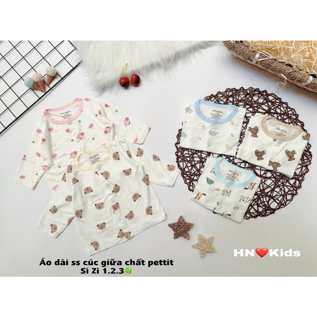 Áo Dài Tay Thun Lạnh Cúc Thẳng HNKids  Cho Bé Trai Bé Gái Loại 1