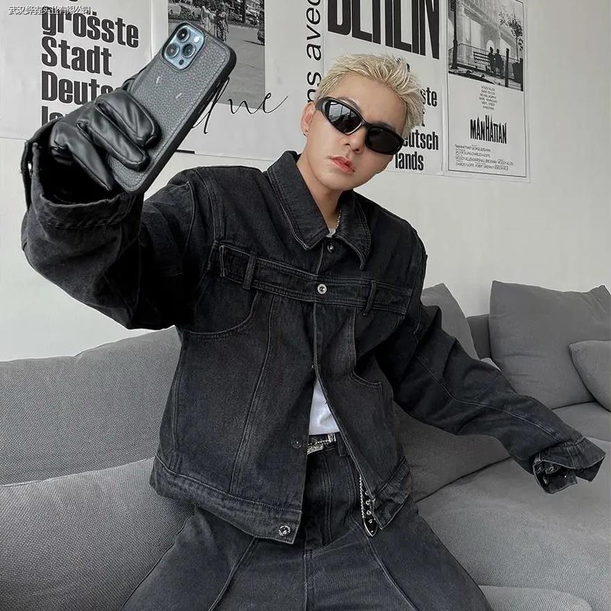 Áo Khoác Denim Cổ Bẻ Phong Cách Retro Thời Trang Xuân Thu 2023 Cho Nam