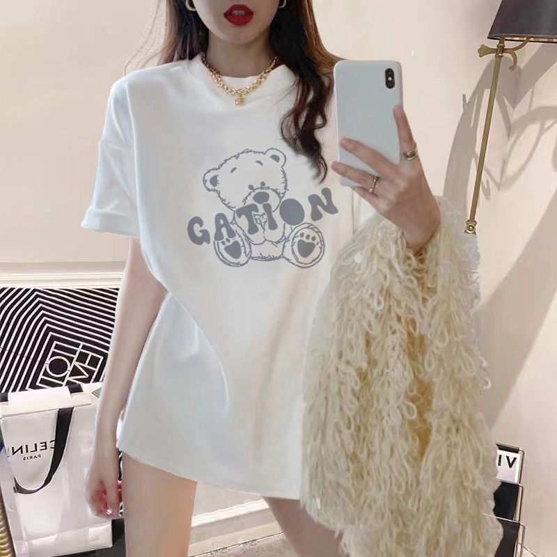 Áo Thun Cotton Ngắn Tay Dáng Rộng Thời Trang Mùa Hè Phong Cách Hàn Quốc Cho Nữ