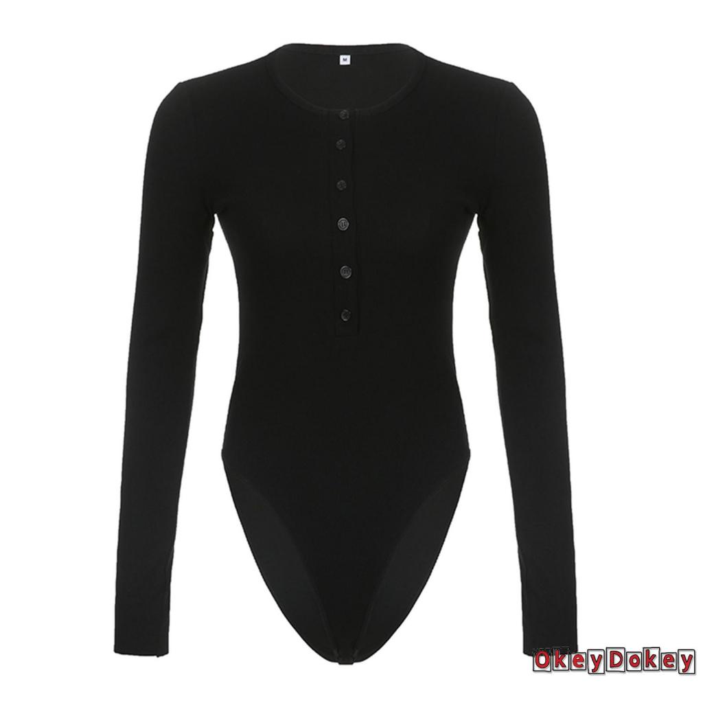 Jumpsuit Ngắn Tay Dài Cổ Chữ V Màu Trơn Thời Trang Cho Nữ