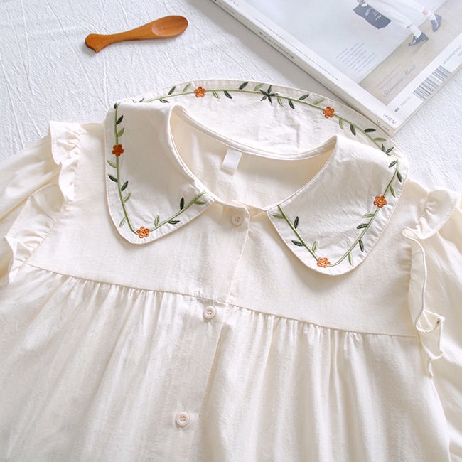 Áo Sơ Mi Mùa Hè 2022 Thiết Kế Mới Thêu Họa Tiết Phong Cách Đại Học Claudine Nhật Bản Cho Nữ