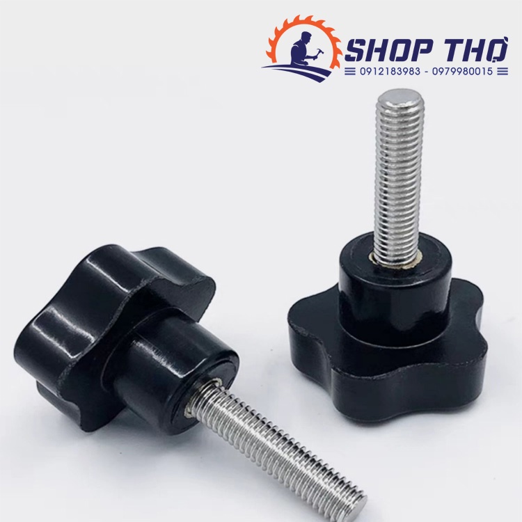 Nút vặn 5 cánh M10 thân sắt mạ nhiều kích thước