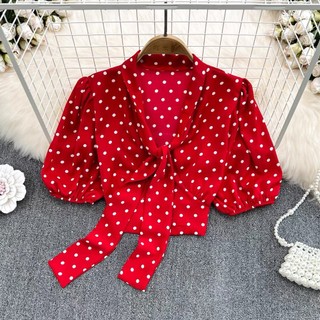 (Order) Áo croptop chấm bi nhiều màu
