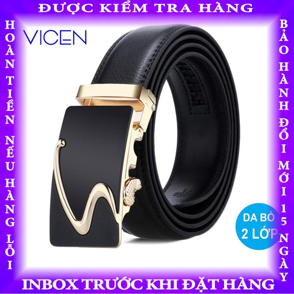 Thắt Lưng Nam Da Bò Thật Cao Cấp VICENZO Khóa Tự Động Hợp Kim Đúc Chống Rỉ, Dây Thắt Lưng Nam Da Thật hanthanh