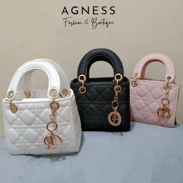 Túi đeo chéo Agness T001, Túi xách lady Dior size 18, da vuông PU thích hợp đi làm, đi chơi