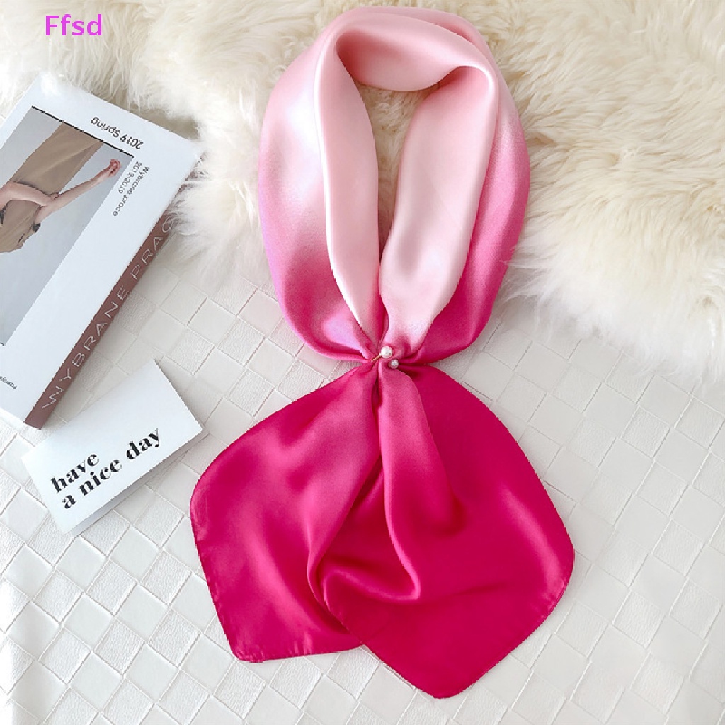 Khăn Choàng Lụa Sa Tanh Vuông Quấn Đầu Thời Trang Mùa Hè Cho Nữ