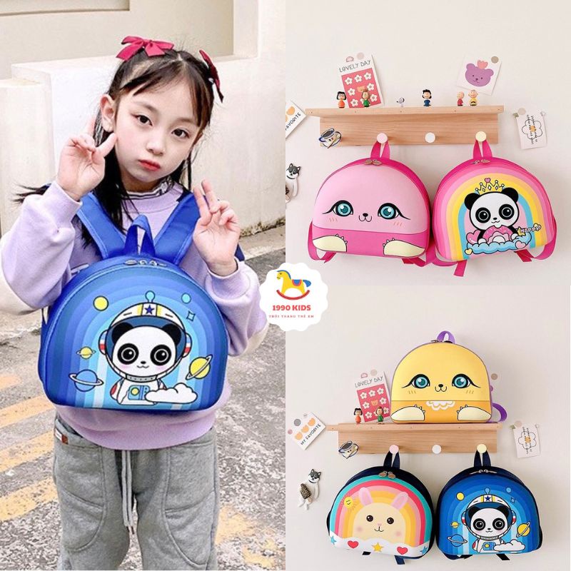 Cặp balo học sinh đi học mầm non nhà trẻ mẫu giáo hình trứng chống thấm nước phù hợp với bé từ 1 đến 5 tuổi 1990 Kids