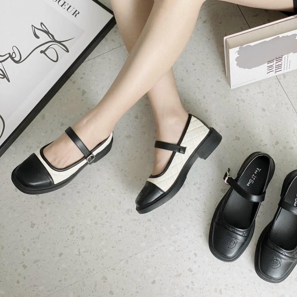 Giày Mary Jane - Giày búp bê FANLISHA Quai Ngang Trơn Xích Đế Độn 3p QCCC