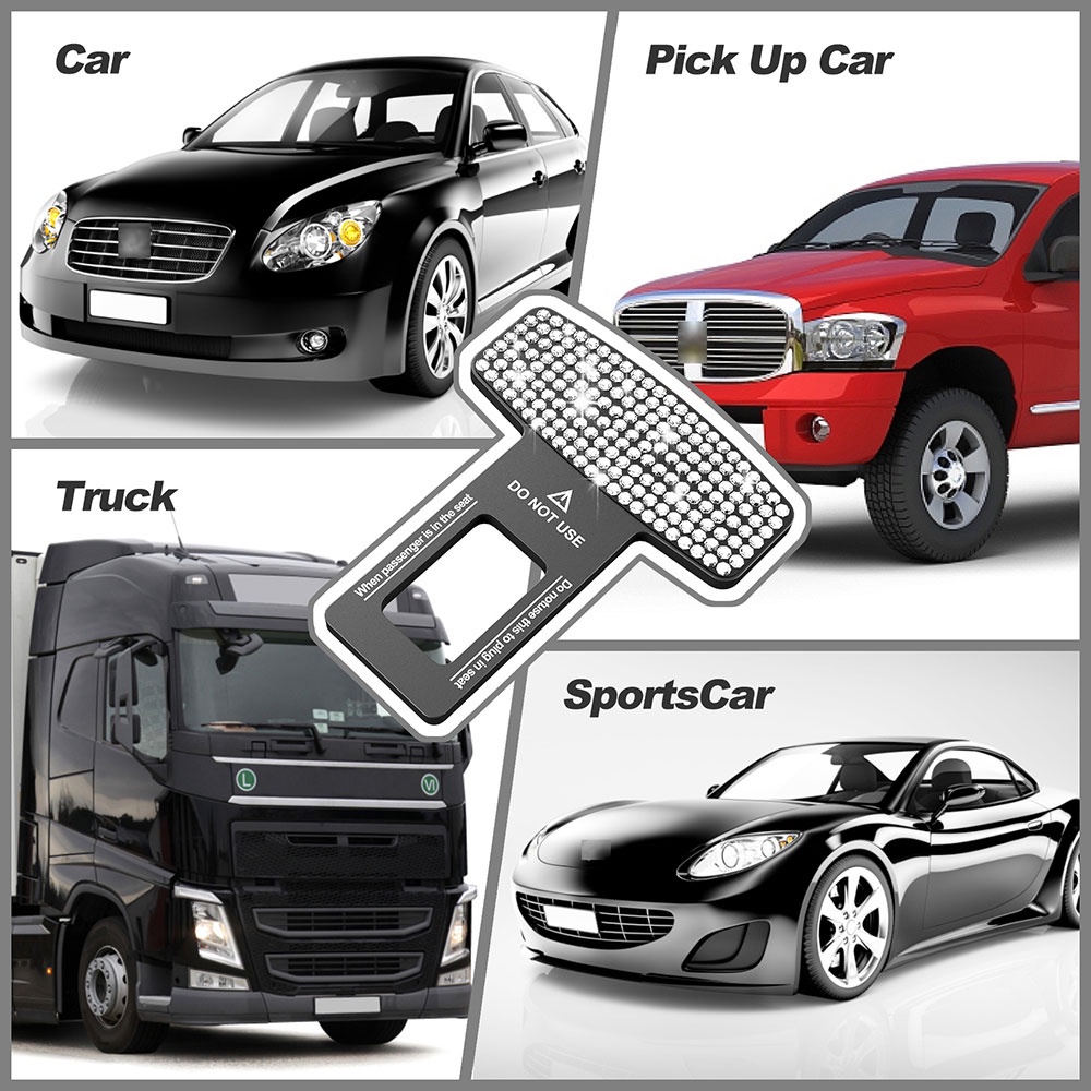 Bộ 2 Chốt Khóa Dây An Toàn Xe Hơi Đính Kim Cương Giả Trang Trí Sang Trọng