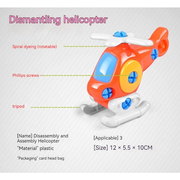 Bộ Đồ Chơi Lắp Ráp Máy Bay Trực Thăng / Xe Tải / Xe Máy / Xe Công Trường Cho Bé Trai / Bé Gái (Màu Sắc Ngẫu Nhiên)