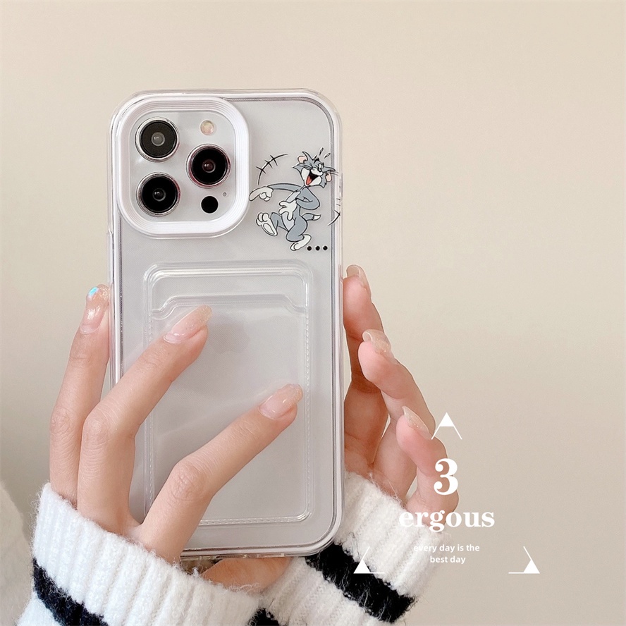 Ốp Điện Thoại TPU Mềm Trong Suốt Có Ngăn Đựng Thẻ 3 Trong 1 Cho IPhone 14 13 12 11 Pro Max X XR Xs Max 8 7 6 6s Plus SE 2020