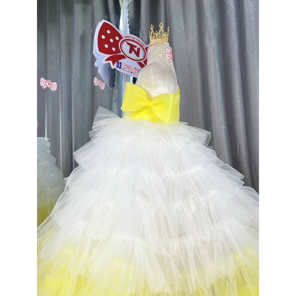 Váy Công Chúa Trắng Vàng Cao Cấp dự tiệc, sinh nhật, đám cưới hàng Thiết Kế Cao Cấp Thanh Nhi Fashion TN7223001