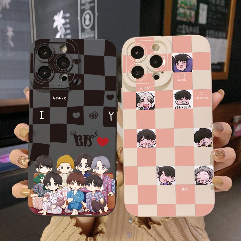 Ốp Điện Thoại Viền Vuông In Hoạt Hình BT21 Cho Samsung Galaxy S23 Ultra S23 + A04E A04 4G A14 A34 A54 5G A11 A50 M12