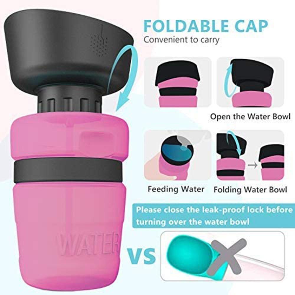 Bình Uống Nước Cho Chó Dung Tích Lớn 520ml Bằng Silicone Chống Rò Rỉ Có Thể Gấp Gọn