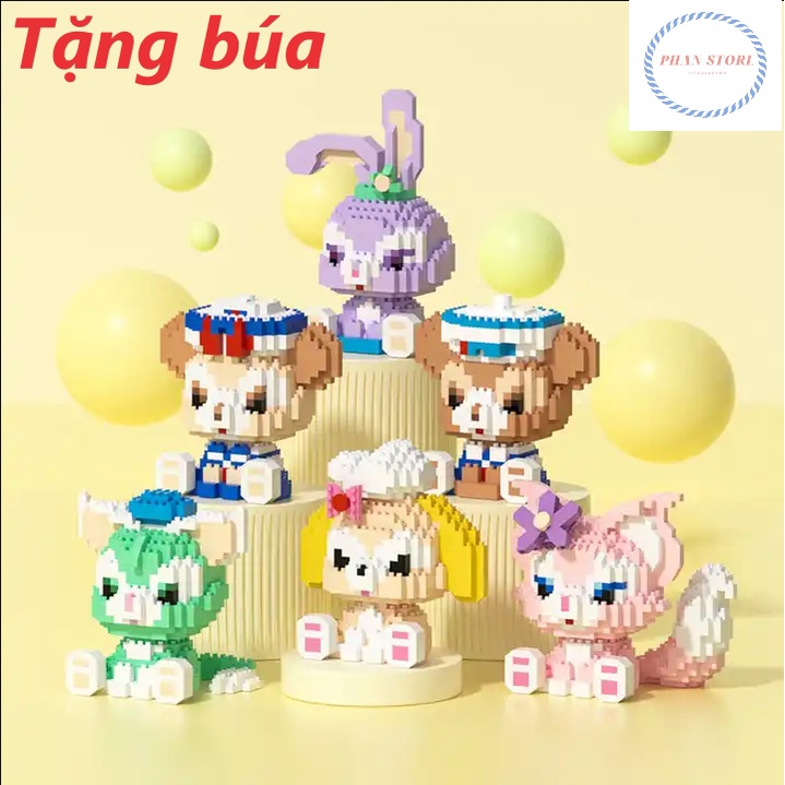 Combo Full 10 bộ lắp ráp các nhân vật hoạt hình dễ thương như Vịt Donal, Chuột Mickey, Gấu Trắng -Tặng búa [Quà tặng bé]