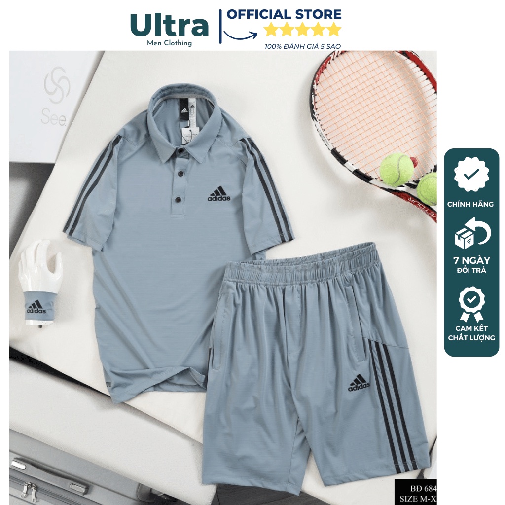 Đồ bộ nam Adidas thun lạnh mùa hè Hàng Hiệu Ultra Men UM684 Set đồ nam cao cấp cộc tay chất mát bền đẹp nhiều màu