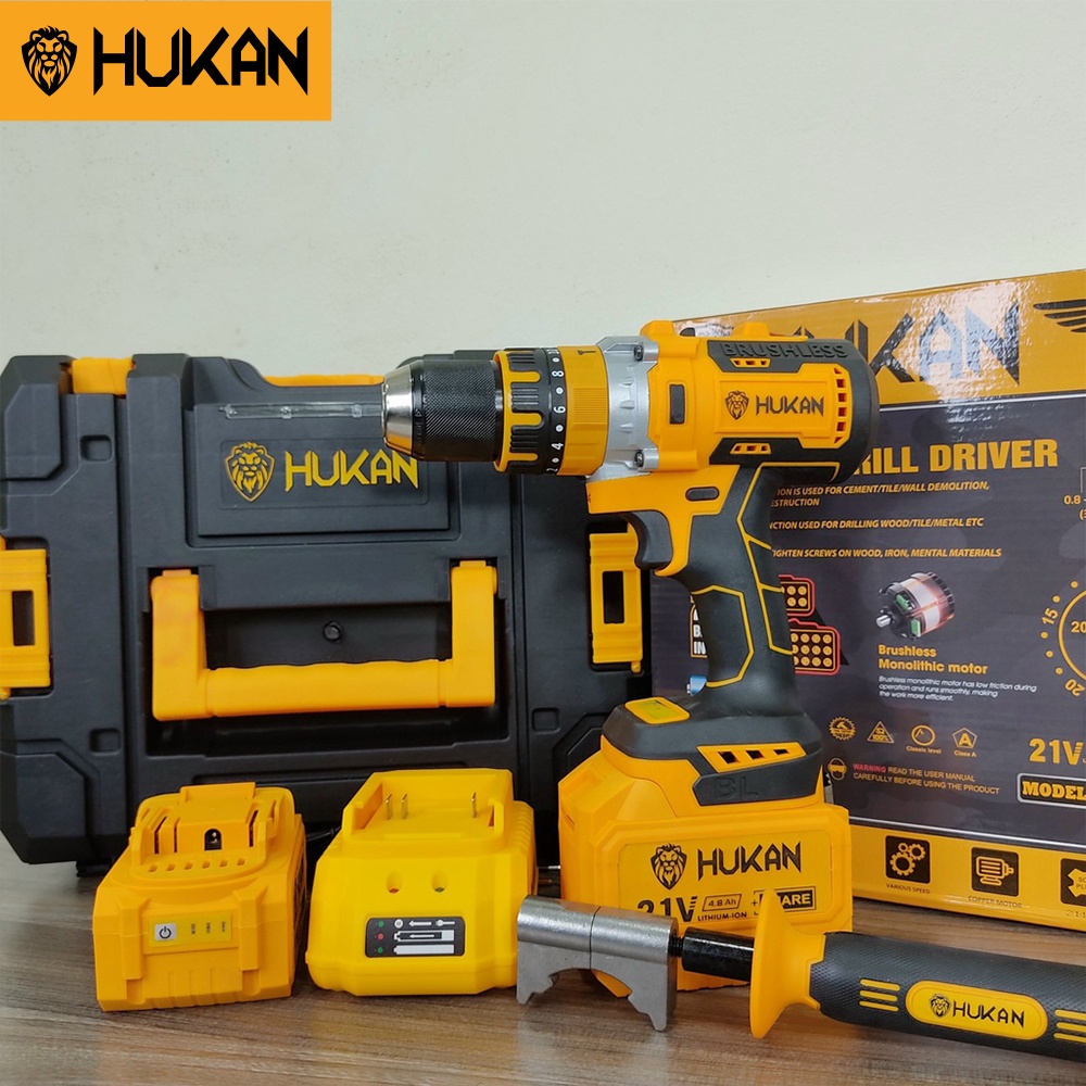 Máy khoan pin HUKAN Z1600 21V Full hộp Lực Siết 100 Nm, Máy cầm tay Không Chổi Than