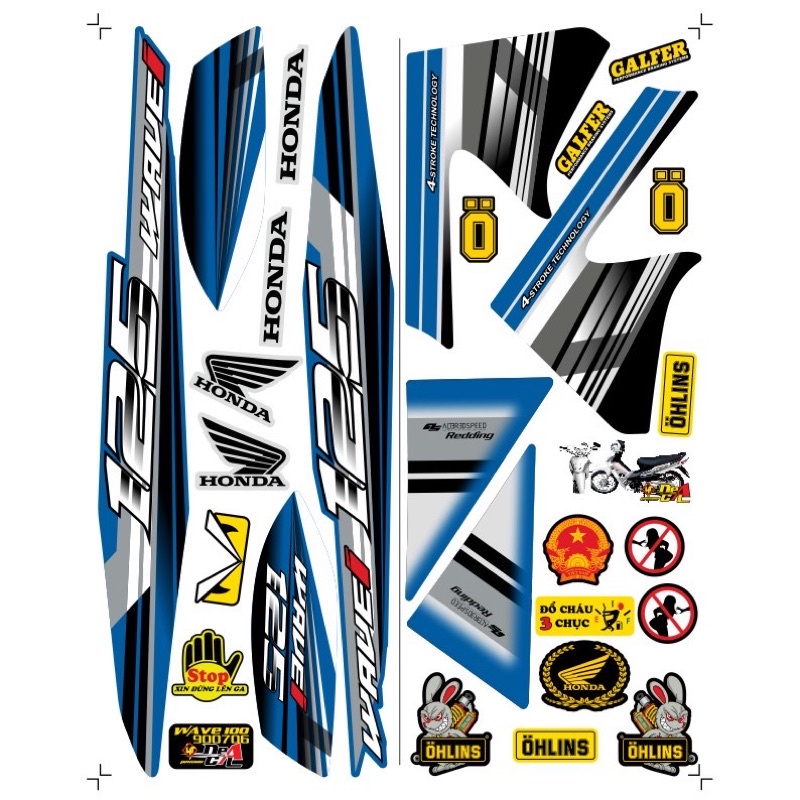 Tem rời Wave a 50 - 100 cc Đời 2006-2016 Mẫu 125i Phiên Bản Các Màu 900706