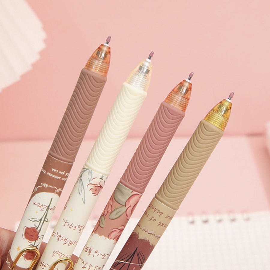 Bút ge vintage B73  mực đen Hoa hồng Rose bút viết nét 0.5mm, viết dễ bâm thương cài kim loại