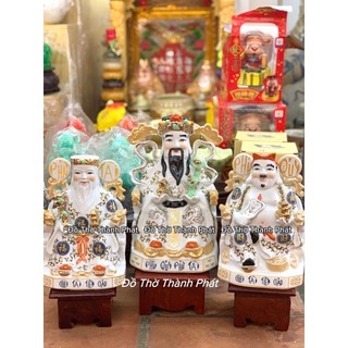 Bộ 3 ông thần tiền, thần tài thổ địa phú quý gấm xanh cao cấp