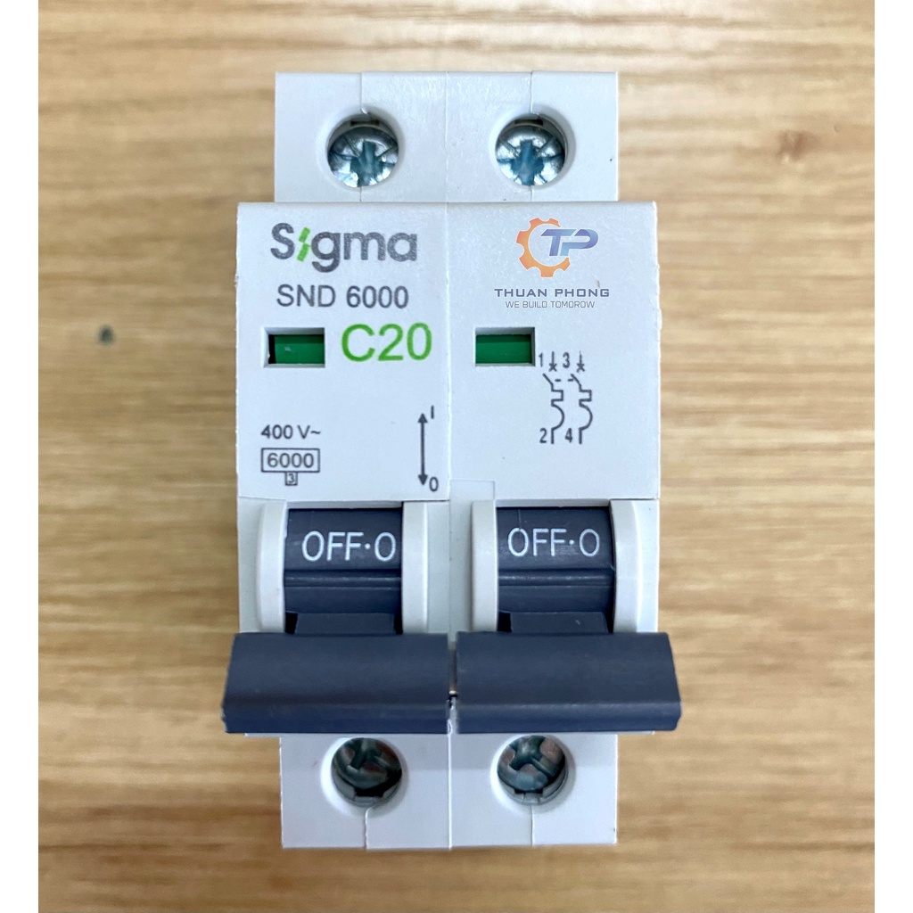 Cầu dao Sigma MCB loại SND6000, 2P, dòng cắt 6kA