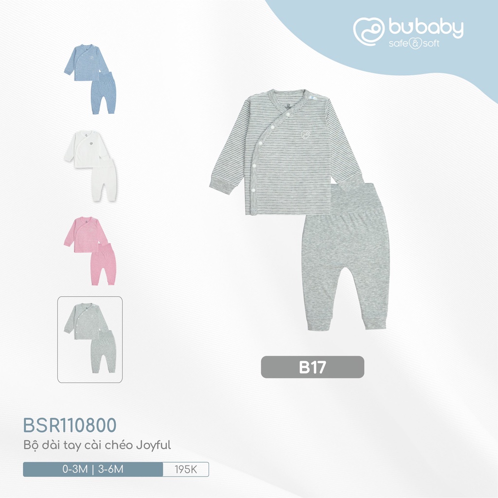 Bộ dài tay sơ sinh Bu Baby Joyful  cho bé so sinh đến 9 tháng