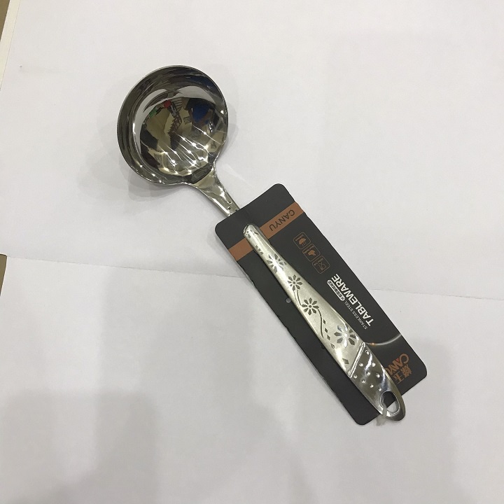 Muôi Vá Múc Canh Bộ 4 Món Xẻng - Muôi - Vá - Sạn Inox 304 Cao Cấp, Chắc Chắn - Họa Tiết Cán Hoa